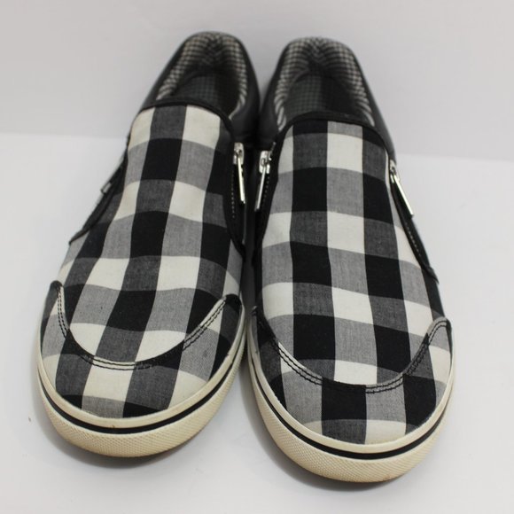 RALPH LAUREN Checked Gingham Black White Slip On - Picture 3 of 11